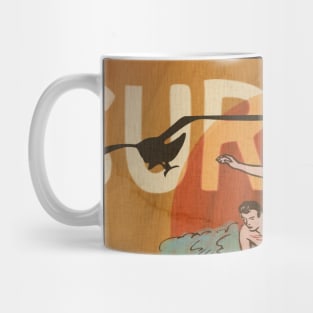 surfing california vintage poster Mug